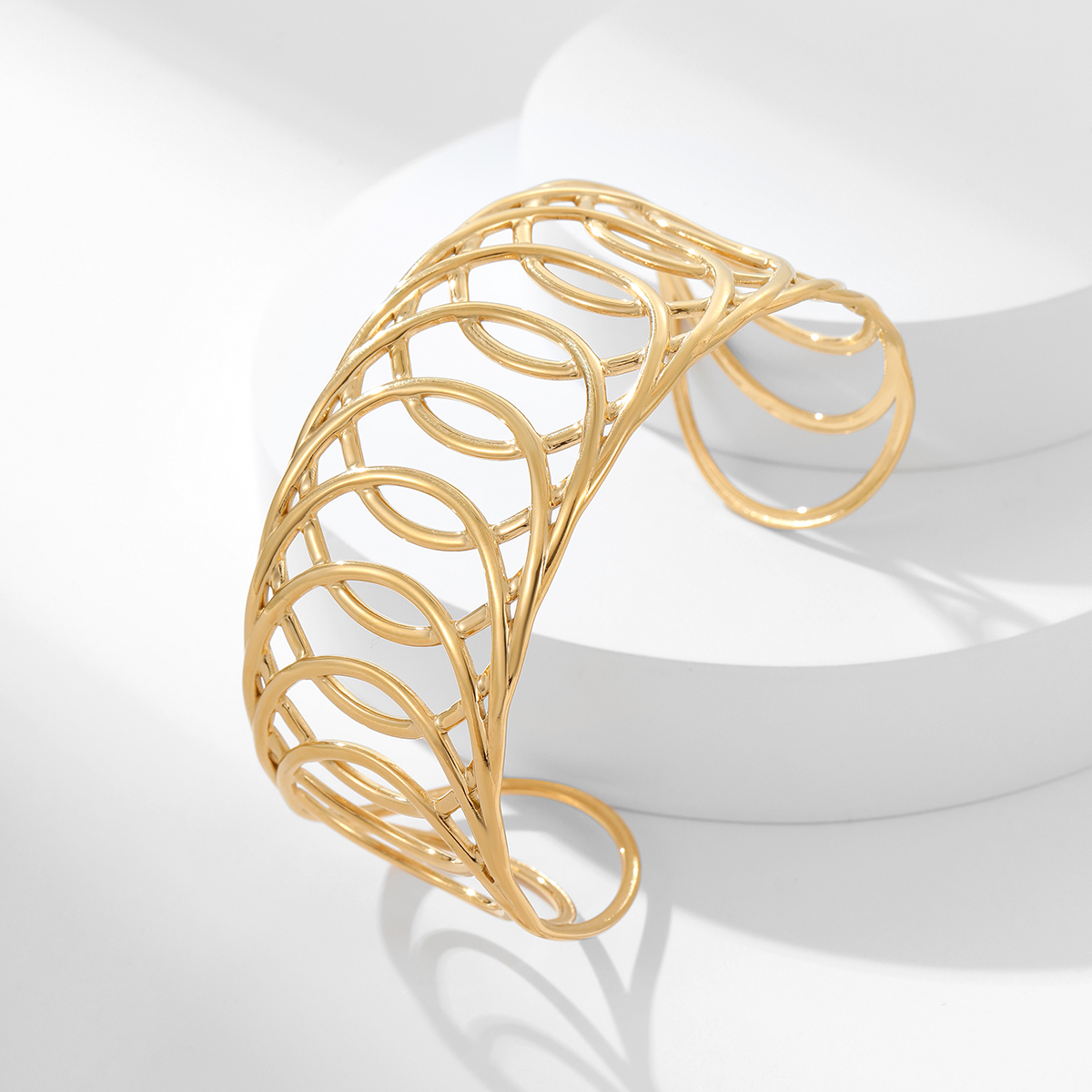 时尚复古镀金不锈钢几何个性手镯