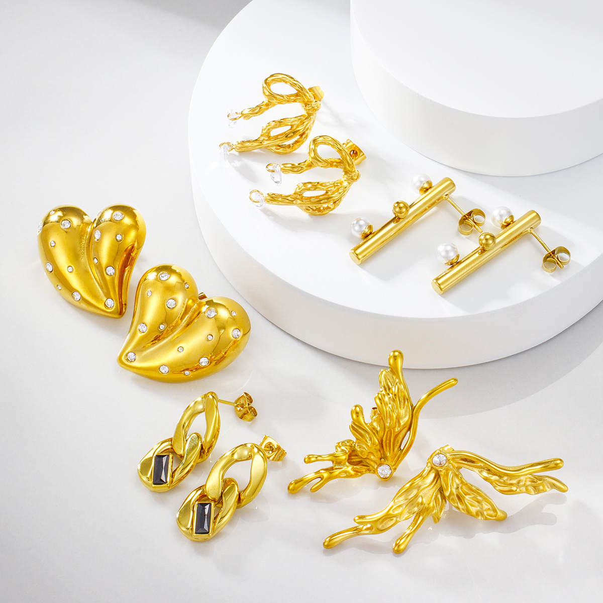 批发镀金几何不锈钢耳环时尚奢华珠宝礼品