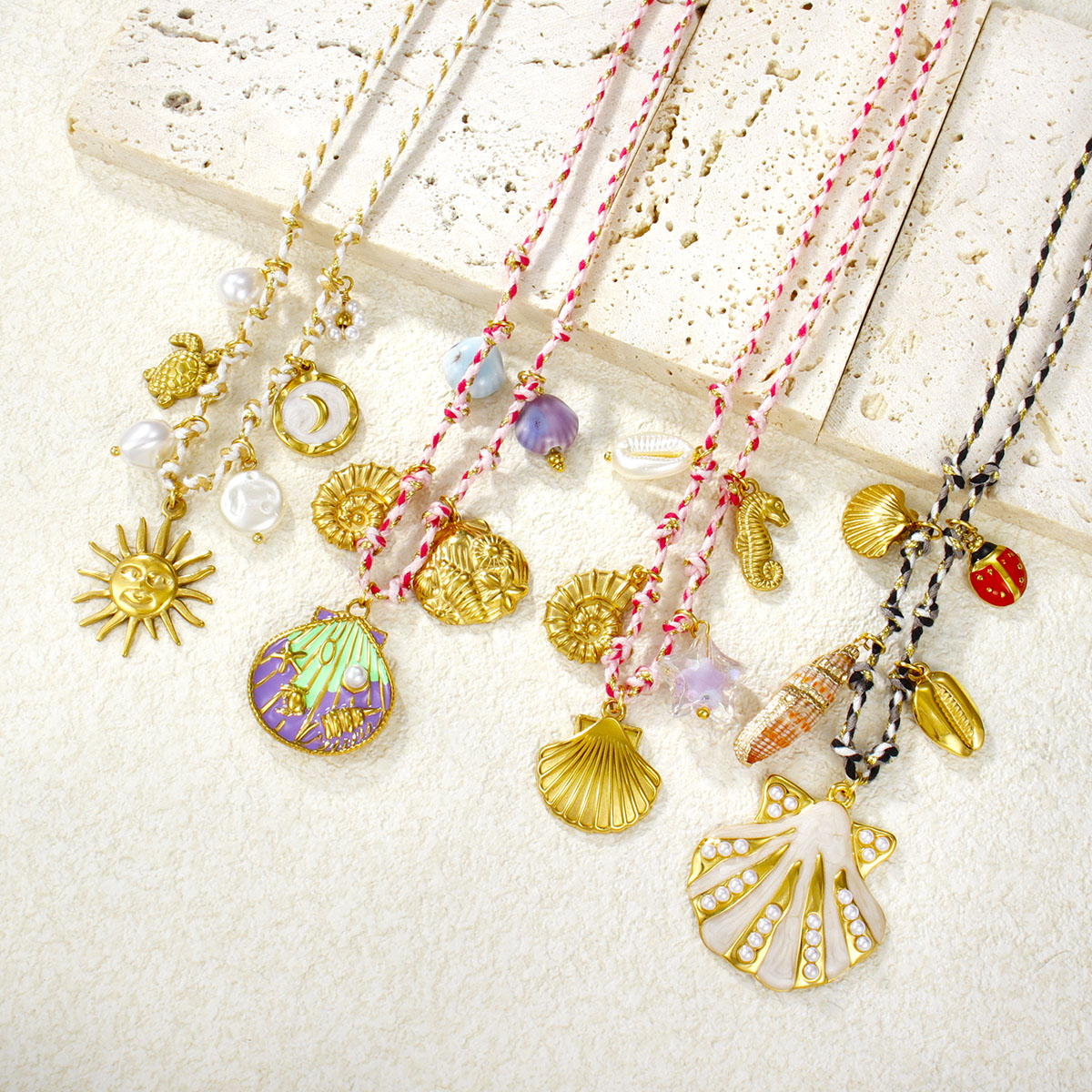 绳结链不锈钢吊坠珠宝项链