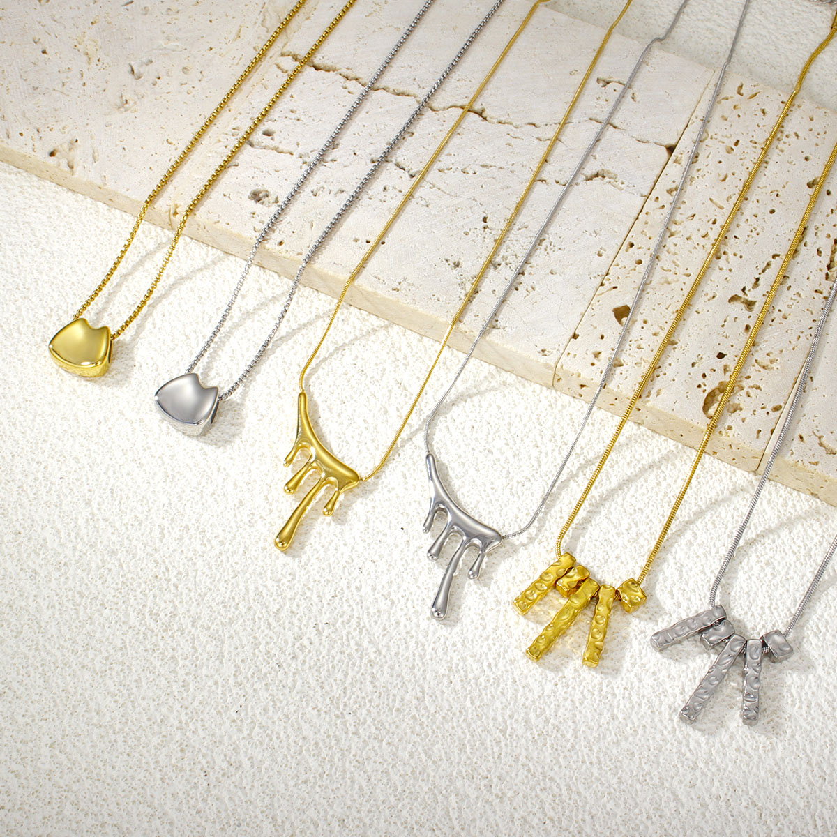 优雅18K镀金几何水滴项链时尚吊坠项链